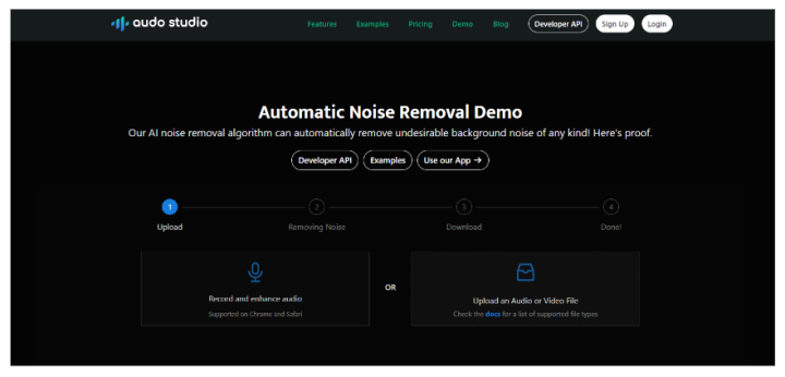 audo.ai noise removal demo