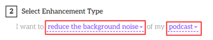 enhancement selecting type in noiseremoval.net