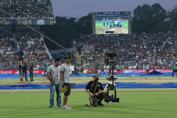 Spider Cam capturing close-up action in an IPL match